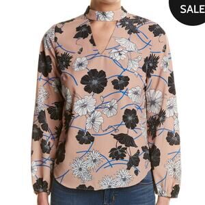 Amanda U pink floral long sleeve blouse, flawed*